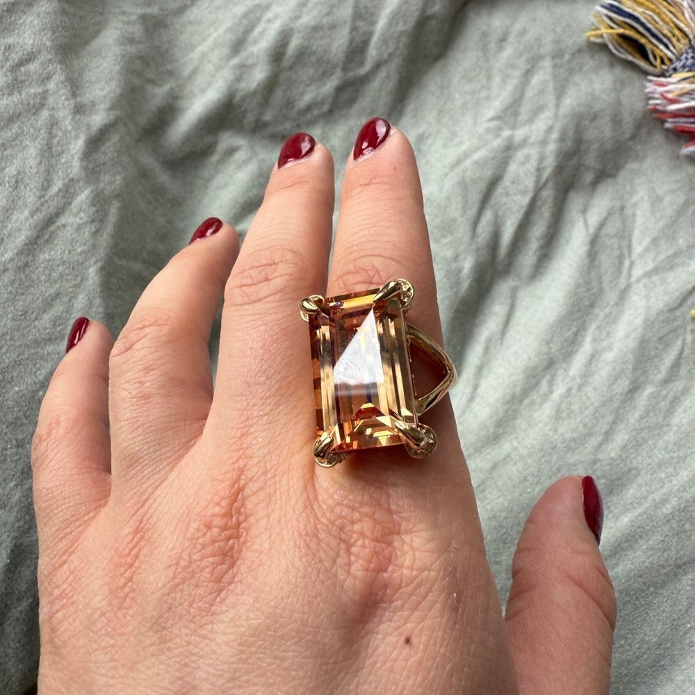 NWT 90s Camille Lucie 14 K Gold Plated Sterling Silver Massive Citrine Swarovski - Picture 4 of 9
